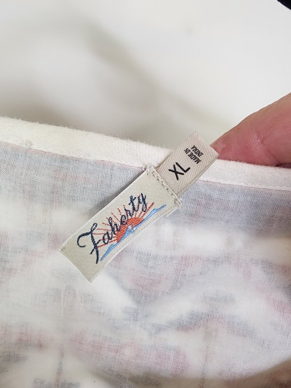 Faherty Maisie Embroidered Linen Blend Top White Feather Flock Size XL - Picture 10 of 11